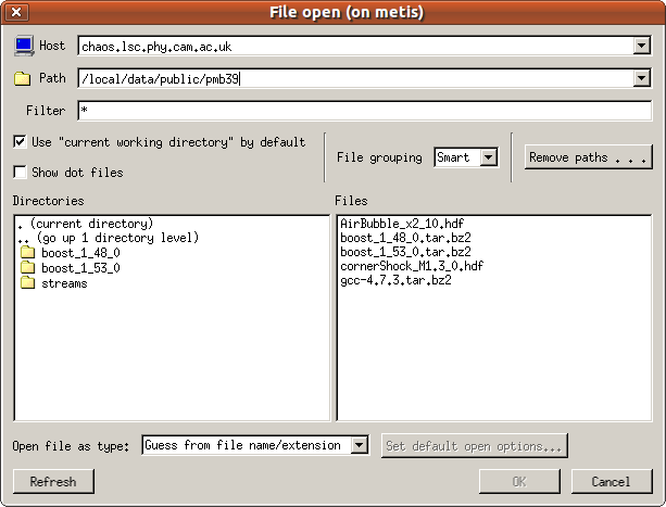 VisIt Open File dialog box
